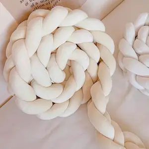 Soft Plush Braided Pillow, Living Room Decorative Bedside Cushion, Multi-Functional Home Safety Bed Rail Pad, Polyester Fiber