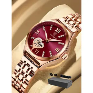 Women's Rhinestone Decorated Heart Design Quartz Watch, Fashionable Waterproof Luminous Analog Watch for Women & Girls, Trendy All-match Watch for Birthday Gift without Box, Casual Trendy Wristwatch, Fashionable Stylish Watch