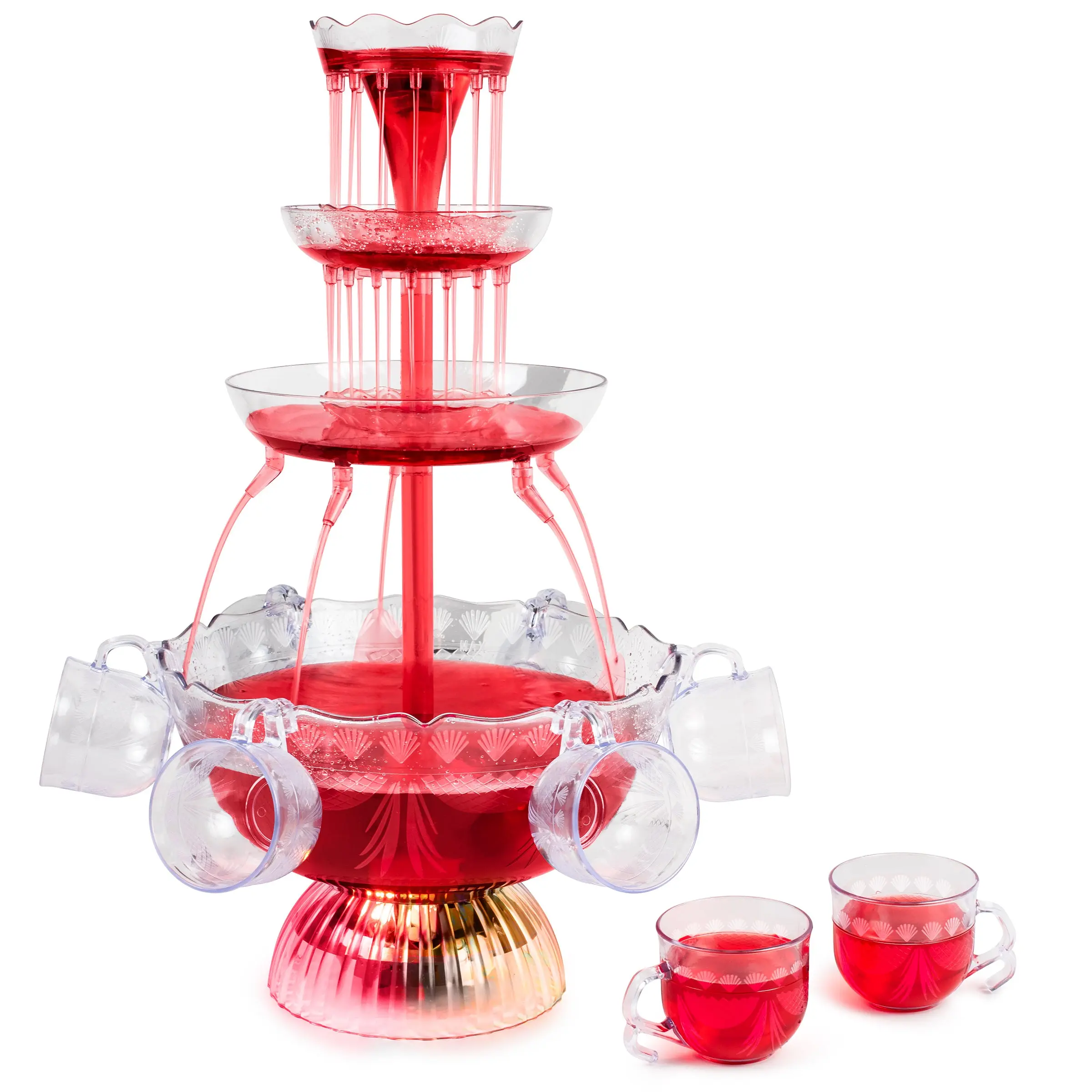 Nostalgia 3-Tier Lighted Champagne Fountain - Removable, Easy Punch Flow, Wedding Decor, Household Kitchen Side Water Appliance for Celebrations