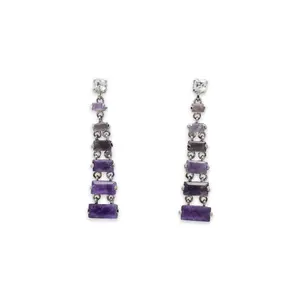 Tiered Rectangle Amethyst Drop Earing