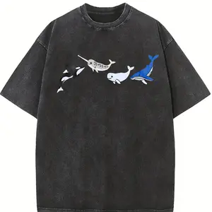 Marine Life Embroidered Shirt, Whale Orca Tee, Ocean Aesthetic Shirt, Minimal Marine Life Shirt