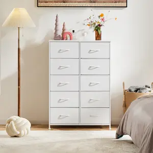 MODERW, Bedroom Storage Cabinet, 10 Storage Compartments drawer cabinet, Metal Framed Storage cabinet. Clothing, Daily Necessities storage Boxes.