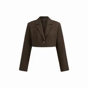 Cider Notched Collar Long Sleeve Crop Blazer