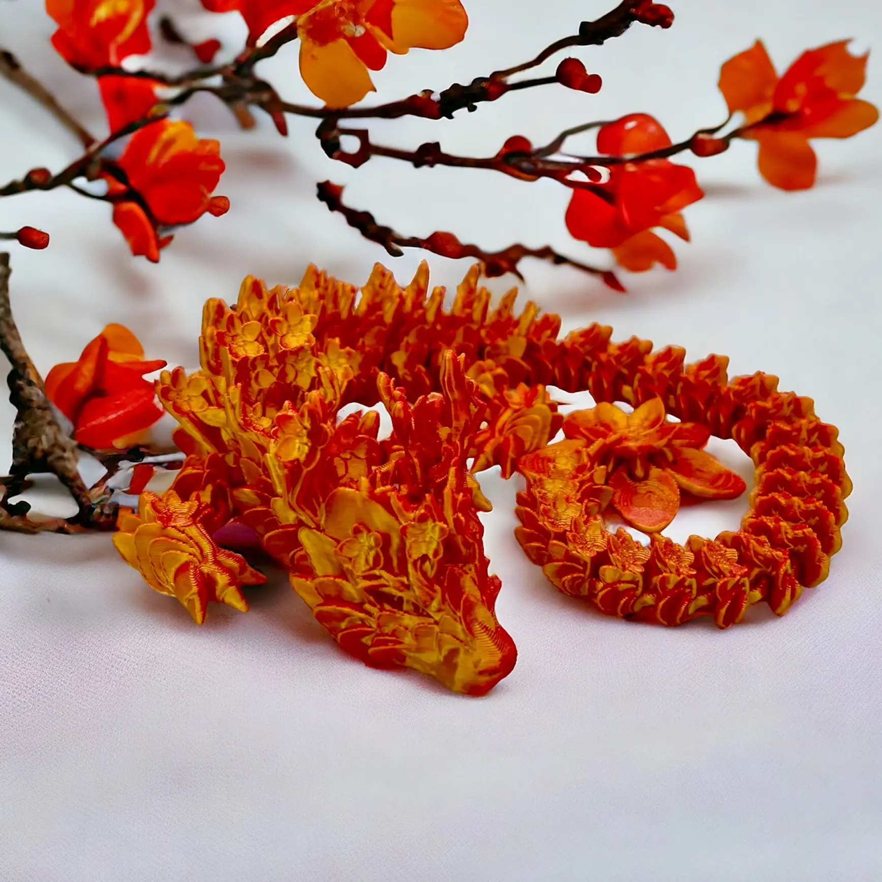3D Printed Articulated Cherry Blossom Dragon, Different sizes Available, Rainbow Colors Available Decor Lover