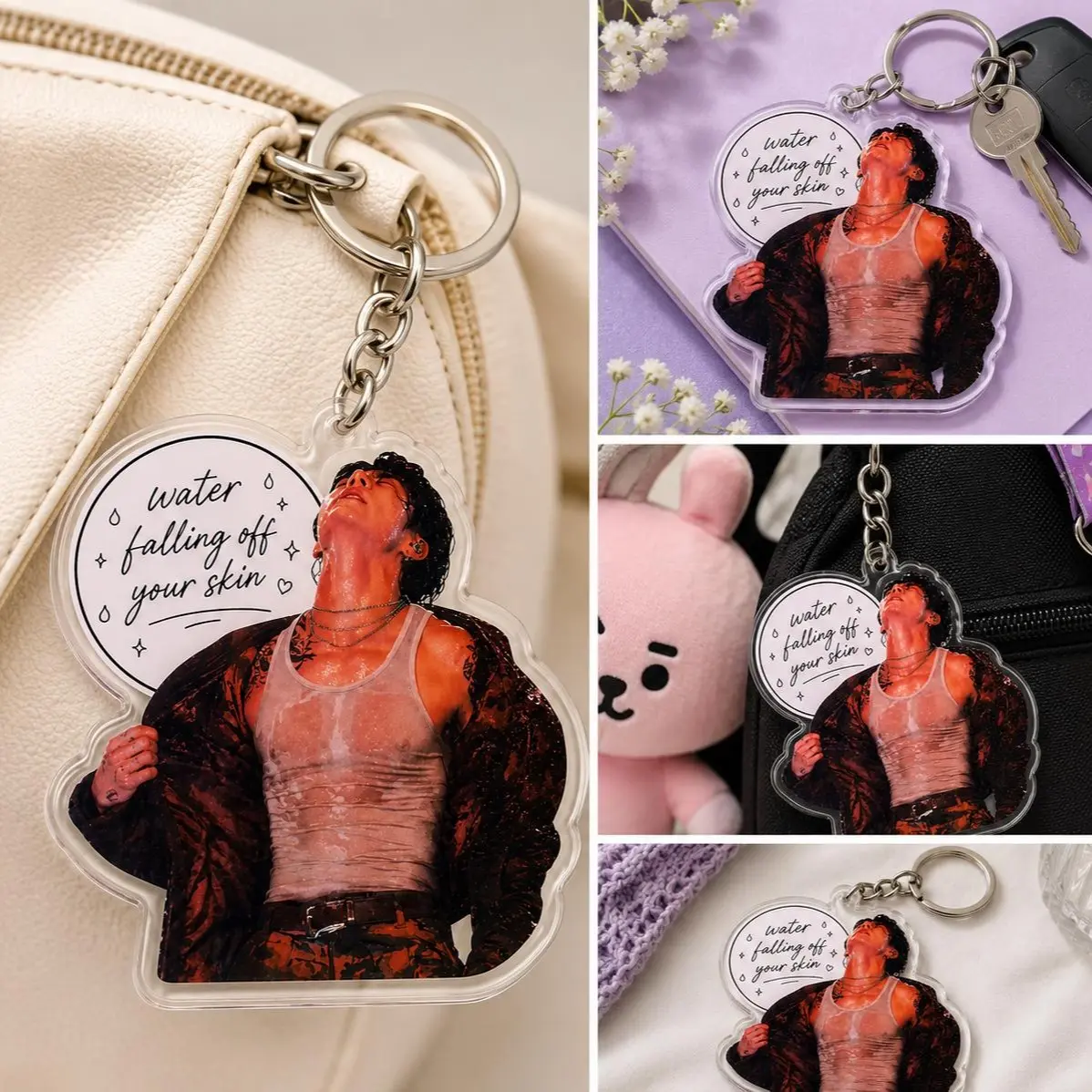 Water Falling Off Your Skin JK Acrylic Keychain 2 Sides, Arirang Tour, Decor Bag, Gift For Her, Gift For Army, Birthday Gift, Gift For BFF