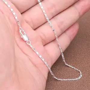 High-end fashion 925 silver plated flat necklace - 2mm chain - for women - suitable for daily wear - weddings - parties - gifts
