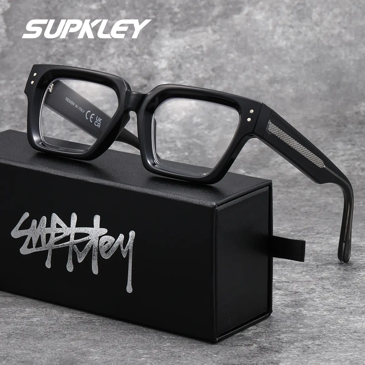 SUPKLEY Classic Basic Style, Textured Square Frame, Fashionable Reading Glasses, Multifunctional For Daily Use, Thanksgiving Campus Event, Brand Packaging, Perfect Gift, Reading Eyeglasses, Reading Eyewear