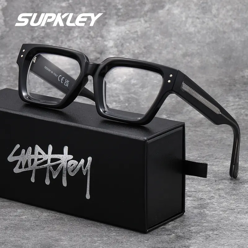 SUPKLEY Classic Basic Style, Textured Square Frame, Fashionable Reading Glasses, Multifunctional For Daily Use, Thanksgiving Campus Event, Brand Packaging, Perfect Gift, Reading Eyeglasses, Reading Eyewear