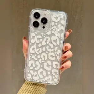 Fashion Pattern Leopard Clear Transparent Phone Case, Anti-drop Cellphone Protective Case, Shockproof Protection Mobile Phone Accessories Compatible with iPhone Series Cover
