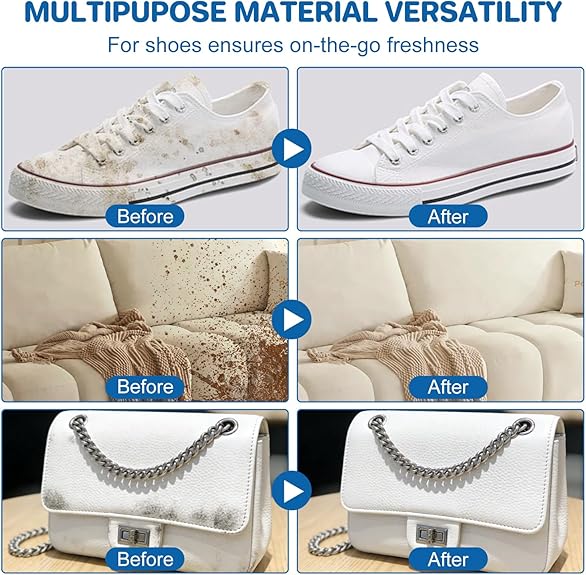 White Shoe Cleaner Cream, Rinse-Free Stain Remover Paste for Sneakers & Soles, Multi-Functional No-Wash Cleaning Kit with Sponge ((210g / 7.4oz, 1PC))