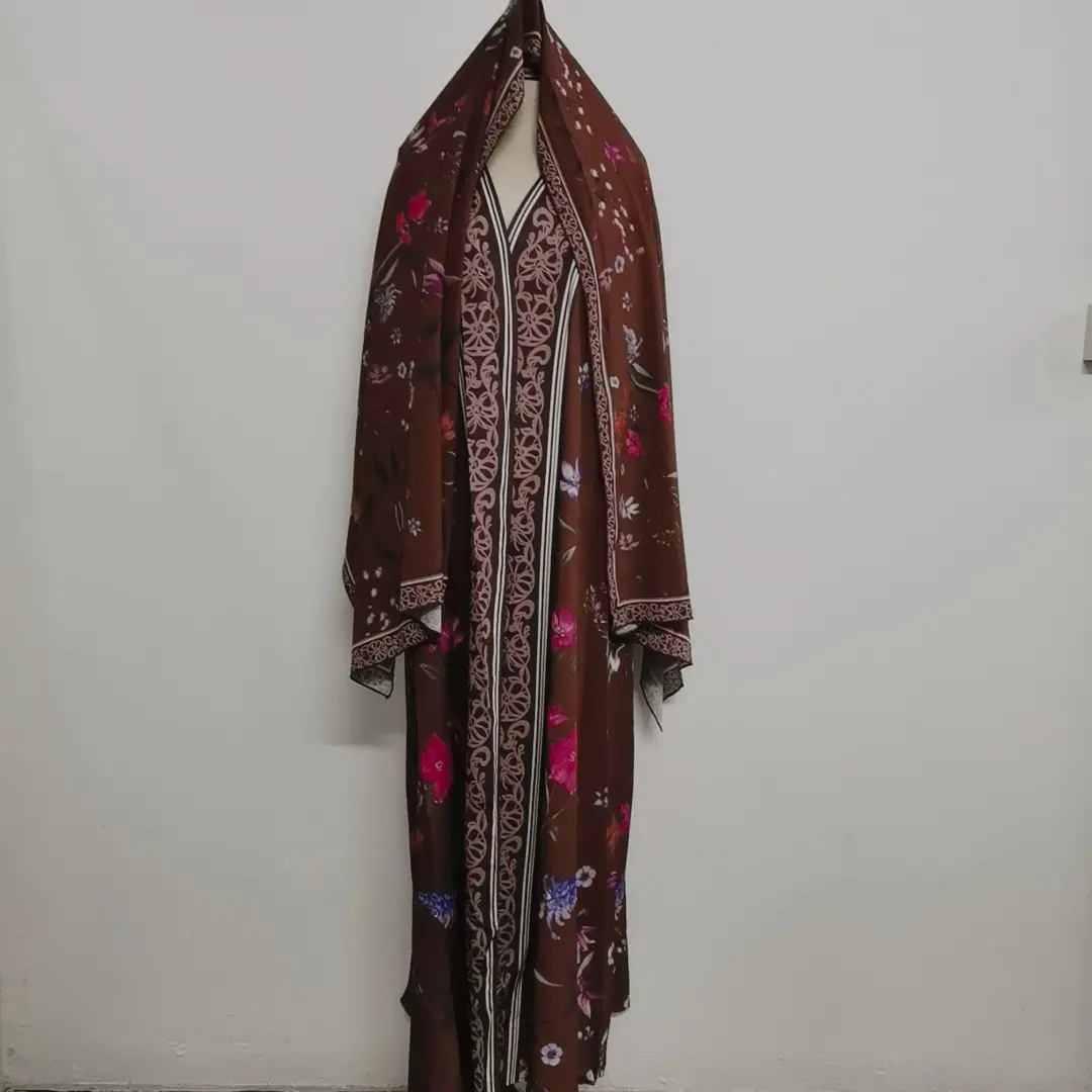 Brown (cardigan+headscarf)