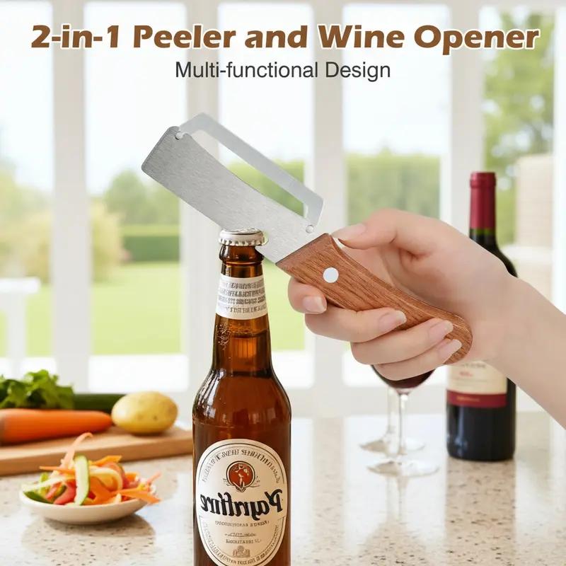 2PCS 2 in 1 Multifunctional Vegetable Peeler & Bottle Opener  All In One Peeler Multi-Functional Kitchen Tool Stainless Steel Potato & Fruit Peeler