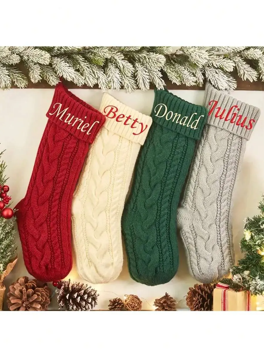 crazyyfolks Personalized Embroidered Christmas Socks, Custom Knitted Family Socks, 2026 Holiday Socks (Can Print Name), Family Christmas Socks. Gifts For Family, Gifts For Her, Christmas Socks, Christmas Gifts, Multi-Functional, Highly Decorative