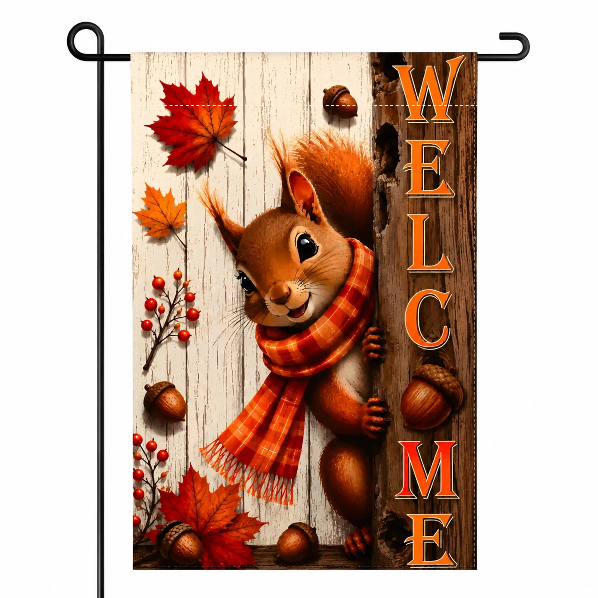 Fall Decor - Squirrel Welcome Garden Flag | Thanksgiving Decorations | Friendsgiving Decorations Party Favors Supplies for Outdoor Outside - Double-Sided Autumn Decor for Porch Patio Lawn Home
