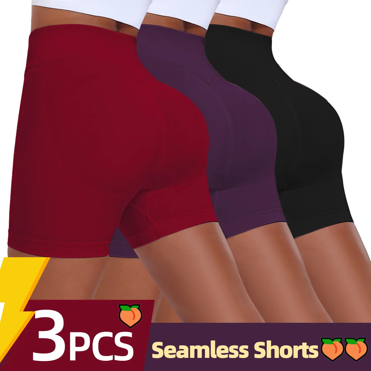 CHRLEISURE 1/3 PCS Seamless Shorts  High Waisted Shorts For Women Athletic Exercise Activewear shorts set Workout Running Yoga Gym Shorts