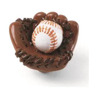 212 MAIN Baseball in Mitt Door Knob, Baseball Motif Design, 1.25" Diameter, Diameter 1.25"