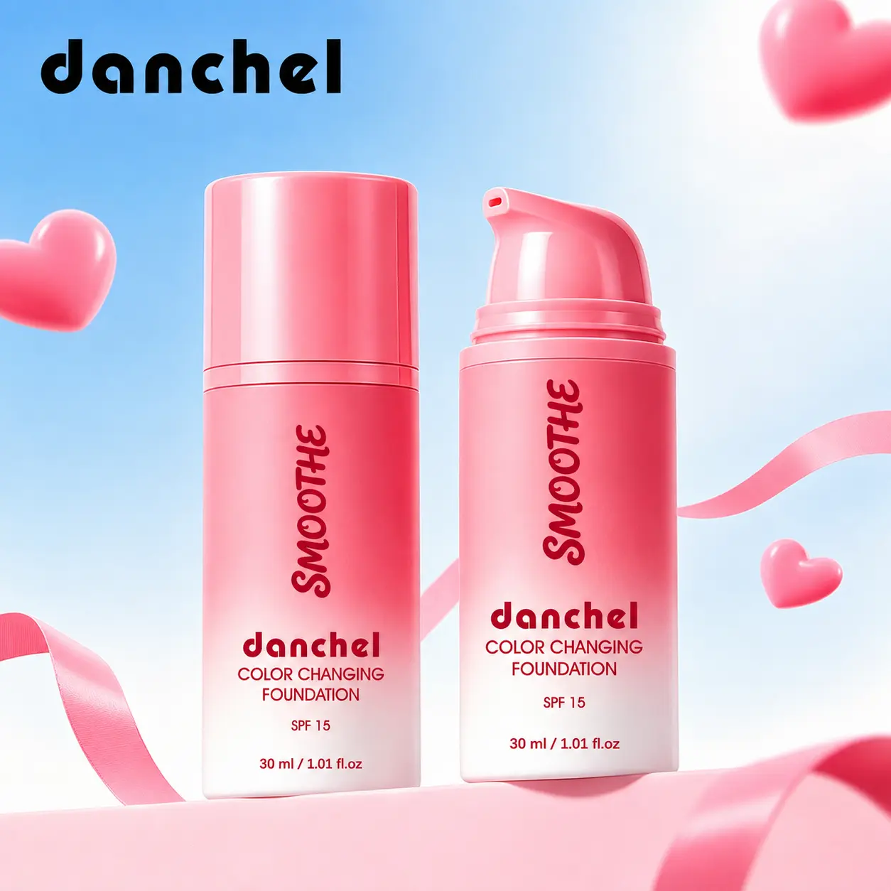 DANCHEL Color-Changing Liquid Foundation for Women, SPF 15, Lightweight Hydrating Formula with Hyaluronic Acid, Buildable Natural Coverage, Shade-Adapting Skin-Like Finish, 30 mL