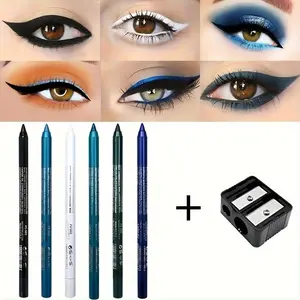 6pcs - Long-Lasting, Waterproof and Sweatproof Eyeliner Pen Set, Vivid Color, Essential for Makeup Enthusiasts and Beginners, Perfect Valentine's Gift, Available in Green, Blue, and Black, Eyeliner Set, Portable, Longwear Eye Liner