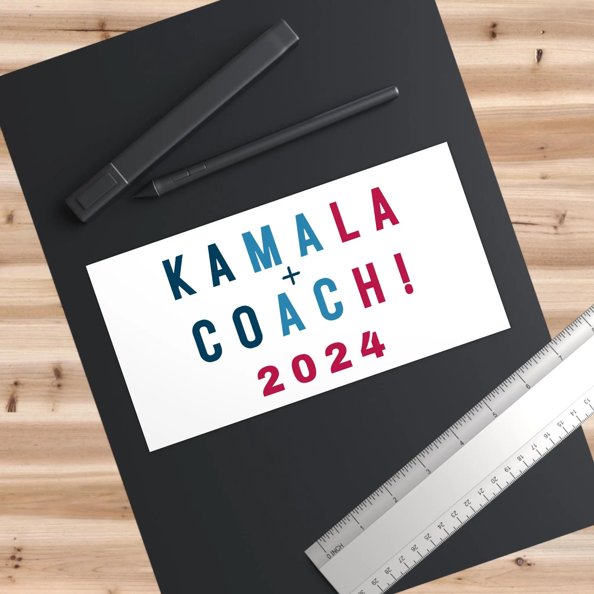 Kamala and Coach Bumper Sticker Kamala Harris Walz Sticker 2024 Election Political Gift Democrat Car Bumper Sticker, Sticker Size 2"x2", 3"x3", 4"x4", 5"x5", and 6"x6"