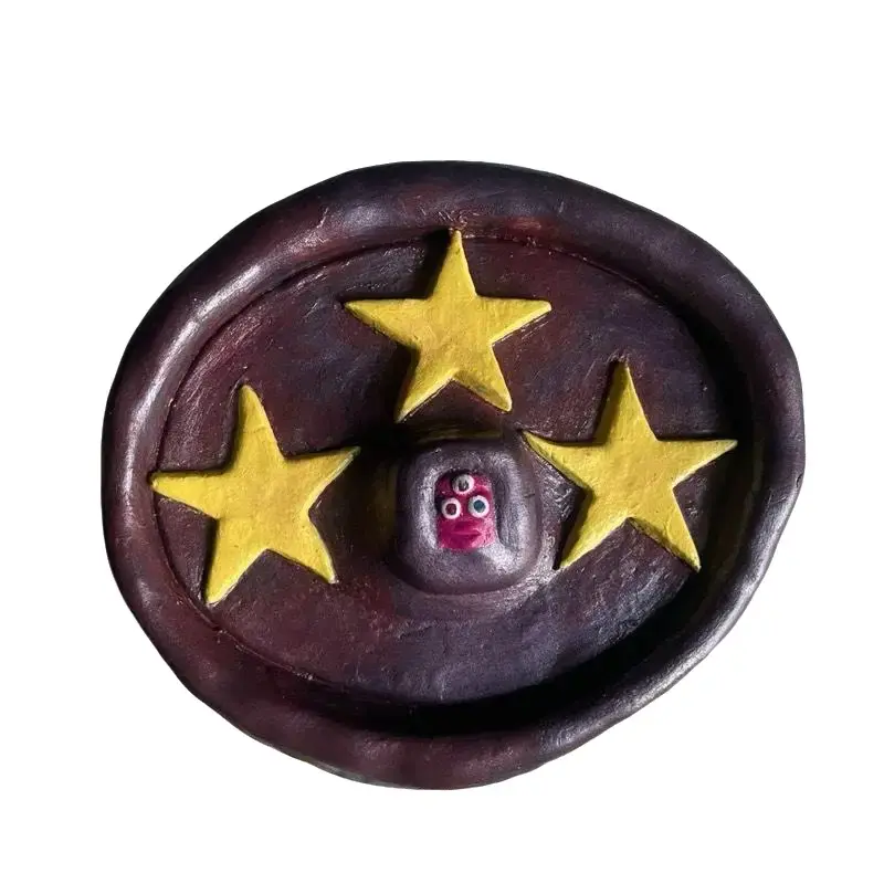 Garnet Ashtray - Dark Brown with Gold Stars, Lighter Finish, Unique Design