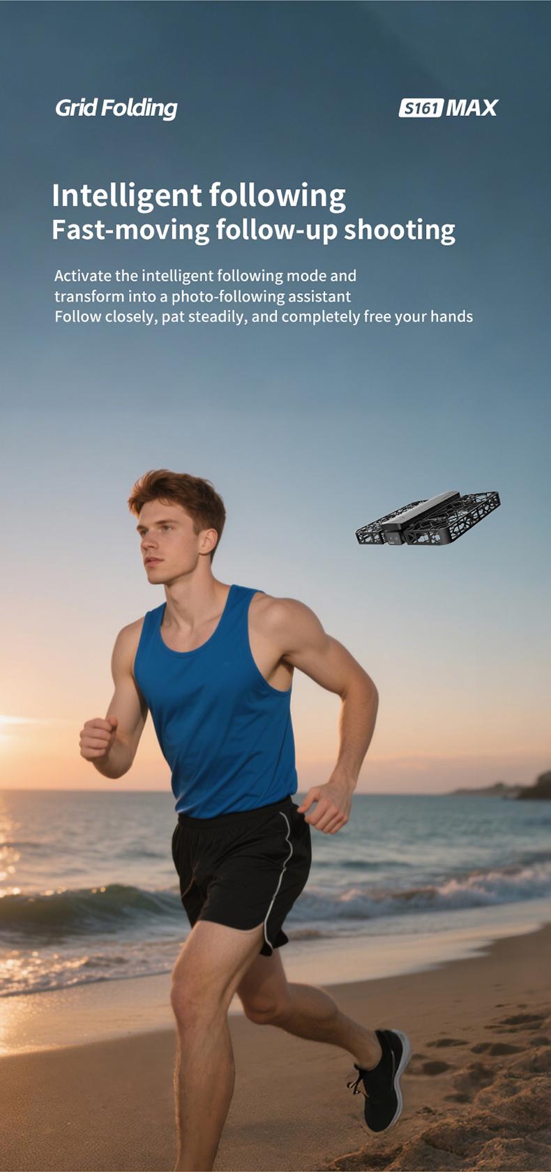 Folding Selfie Drone with HD Camera Gesture Control & Auto Follow Me Quadcopter for Adults Gesture Control, Waypoint Flight, Stunt Mode, 360° Protection, One-Key Operation foldable optical flow positioning obstacle avoidance