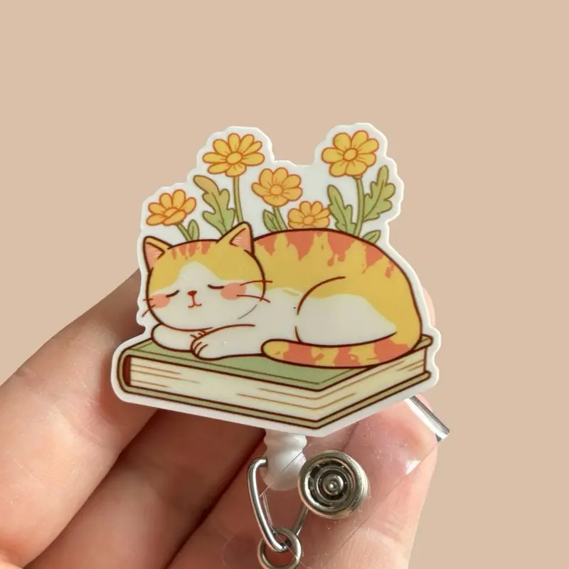 Glitter My Badge Cute cat badge reel for nurse and hospital workers. Badge clip Badge pull - Retractable swivel clip with a 360 rotation. Great gift for coworker