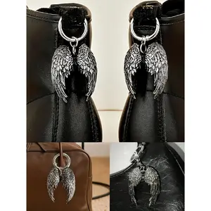 Multi Purpose Punk Gothic Style Angel Wing Bag Charms, Boot Charms, Shoe Charms, Zipper Pull Pendant Angel Wing Keychain Angel Wings Ornaments Wing Pendants Car Hanging Backpack Key Chain Decoration, Stylish Backpack Charm