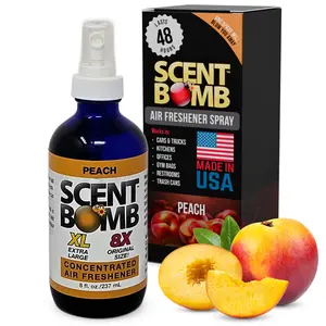 Scent Bomb Peach Air Freshener Spray, Long-Lasting Odor Eliminator for Home & Car, Effective Deodorizer Spray for Kitchen, Bathroom, Fresh Room Spray & Smell Neutralizer