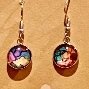 Handpainted Stainless Steel Earrings with Colorful Designs and Dangle Style