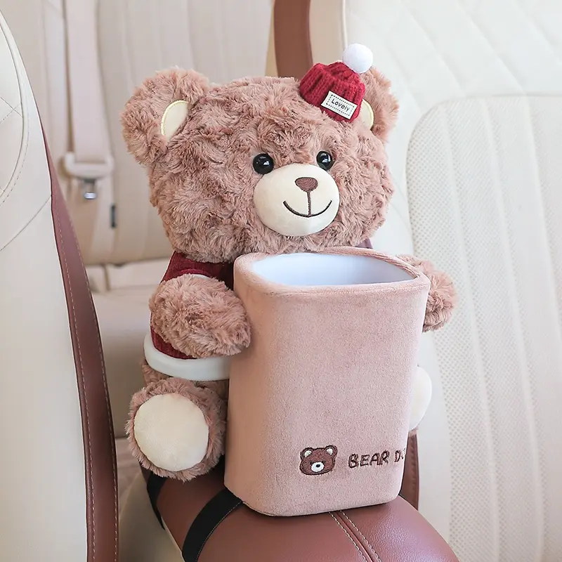 Car Paper Towel Holder Trash Bin Combo, Cute Car Armrest Box, Vehicle Decoration Accessories, Convenient Car Tissue Box, Bathroom Accessories Organizer, Cute Bins Trashcan