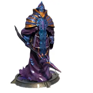 Custom Character 3D Printed Statue Model - Purple Costume with Blue and Gold Design, Unique Features, Ideal for Collectors and Fans