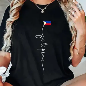 100% Cotton Philippines Flag T-Shirt - Black Tee with Filipino Signature Design, s, - Machine Washable