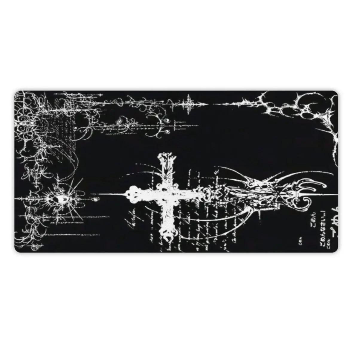 Black White Gothic Cross Mouse Pad, Y2K Grunge Desk Mat, Dark Gothic Gaming Mousepad, Cross Art Keyboard Pad, XL Goth Desk Mat