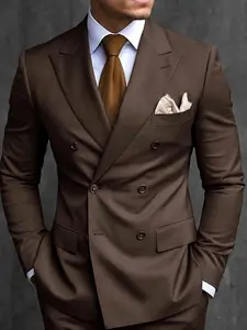 Men's Slim Fit Solid Color 2-Piece Fashion Suits With Long Sleeve For Business Formal, Wedding Groom, Casual & Outfits