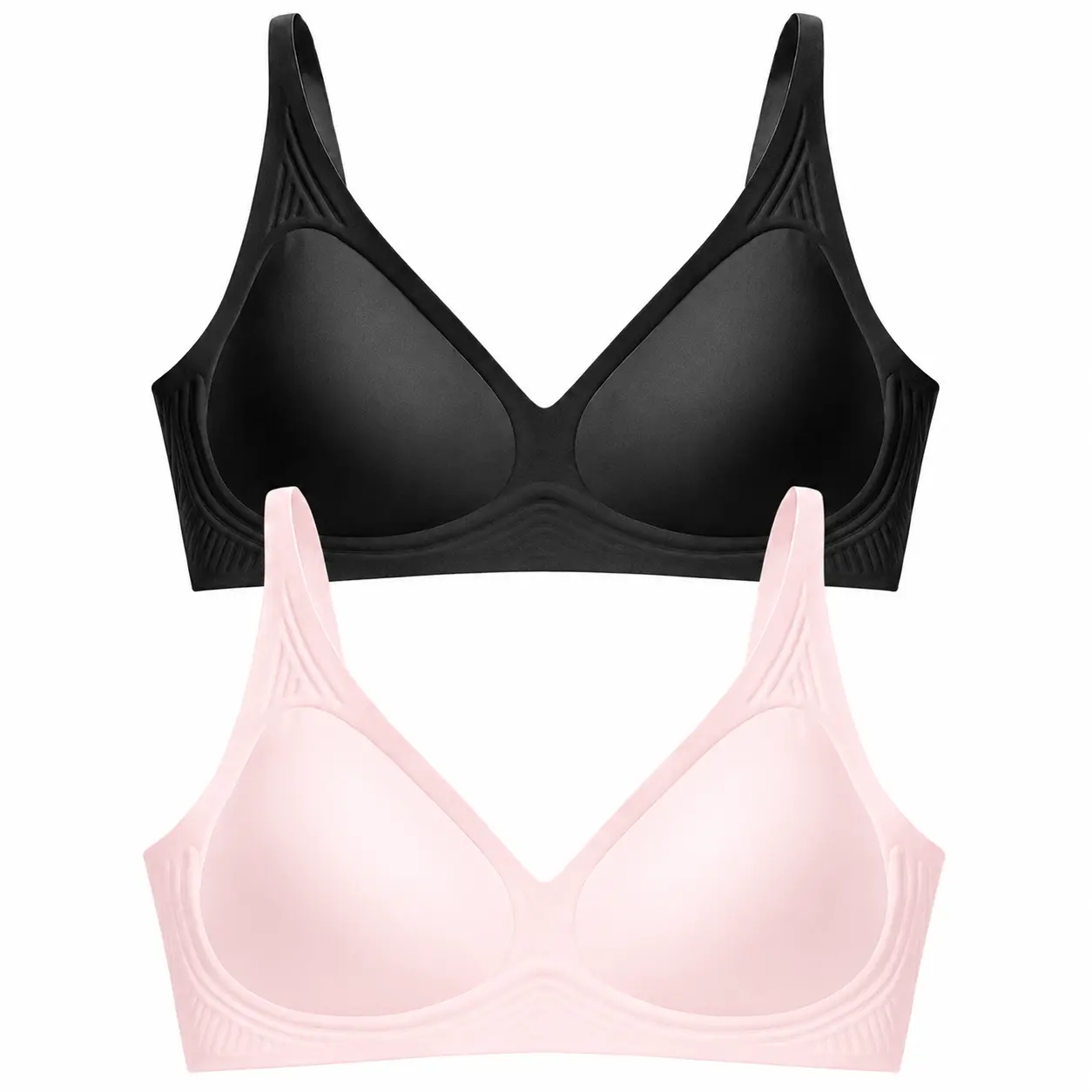 TAHUJIU Wireless Bras for Women Plunge Seamless Bra Comfortable T-Shirt Bra No Underwire Supportive Full Coverage