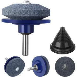 4 PCS Lawn Mower Blade Sharpener Universal Multi-Sharp Rotary Lawnmower Sharpen for Power Drill Hand Drill and Lawn Mower Blade Balancer