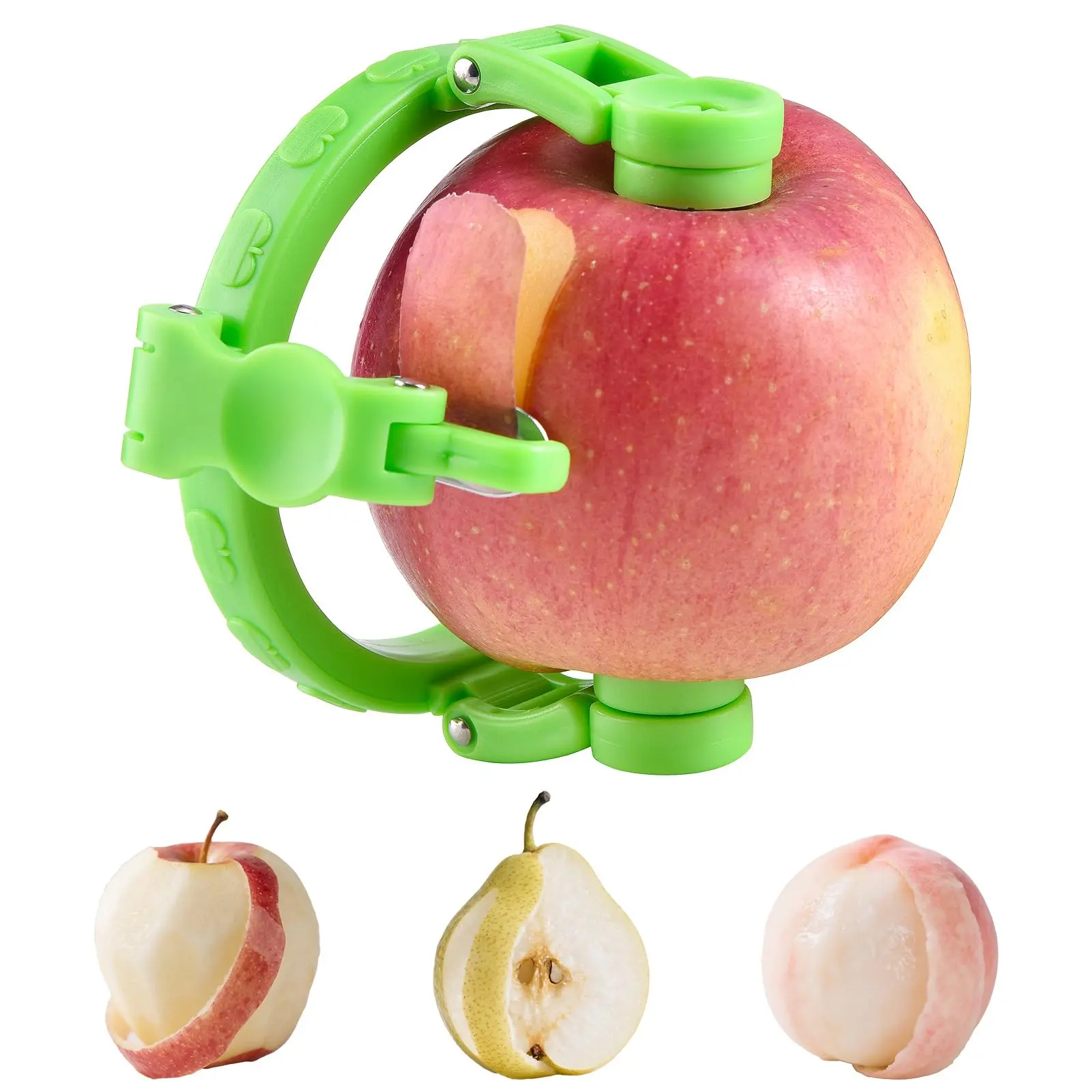 Portable Handheld Apple Peeler,New Upgraded Adjustable Fruit Peeler,Quickly Peeling Machine for Fruits,Mini Kitchen Peelers for Potato,Apple,Pear,Peach (1, Green)