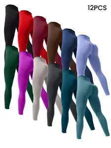 Women's Solid High Waist Sports Leggings, High Stretch Seamless Yoga Leggings, Ladies Sportswear for Indoor Outdoor Wear, Gym Workout Leggings, Gym Clothes