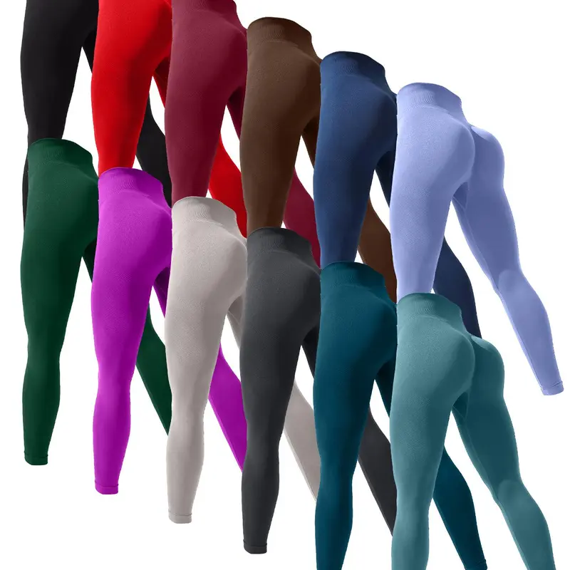 Women's Solid High Waist Sports Leggings, High Stretch Seamless Yoga Leggings, Ladies Sportswear for Indoor Outdoor Wear, Gym Workout Leggings, Gym Clothes, All Season Activewear, Gym Sportswear Bottoms, Fitness Gym Clothes