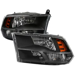 2009-2018 Dodge RAM 1500 / 2019-2021 RAM Classic / 2010-2018 RAM 2500 3500 Factory Quad Style Headlights (Matte Black Housing/Clear Lens)