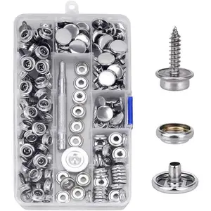GJANSH 150 PCS Canvas Snap Kit Tool, Metal Screws Snaps Marine Grade 3/8" Socket Stainless Steel Boat Canvas Snaps with 2 PCS Setting Tool for Boat Cover Furniture (150 PCS),fathersdaygift fathersdaygift