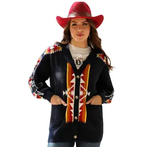 Cinch Ladies Navy Aztec Print Cardigan CWK7409002