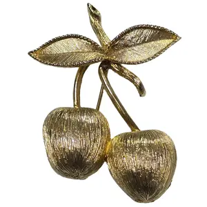 Sarah Coventry Golden Cherries 1960's Vintage Gold Tone Cherry Brooch Pin