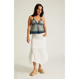 Beverly and Beck Women's Embroidered Denim Halter Top