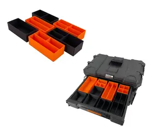 Ridgid 2.0 Pro Gear 3 Drawer Tool Organizer Box Compatible Medium Nesting Bins - Orange
