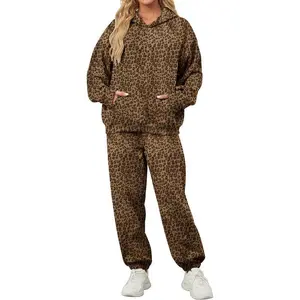 Women Set TWO  Piece Camo Hoodies Maple Leaf Print Sweatshirt Lounge Sets Fall Outfits Cotton Fabric Clothes WomenswearGift