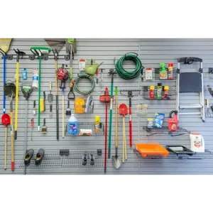 HandiWALL Deluxe 46-Piece Slatwall Accessory Kit - Locking Hooks, Shelves & Garage Organizer