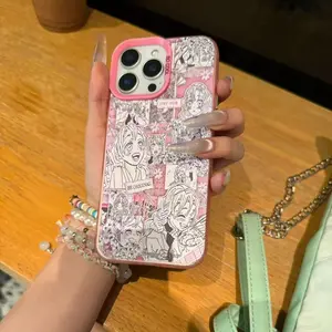 Pink Anime Collage Phone Case - Demon Slayer Mitsuri Kanroji Cute Design |   Stay Cute & Be Original For Halloween Corpse Bride Soft Silicone Phone Case For iPhone & Samsung Galaxy S24/S23/S22/S21 Ultra