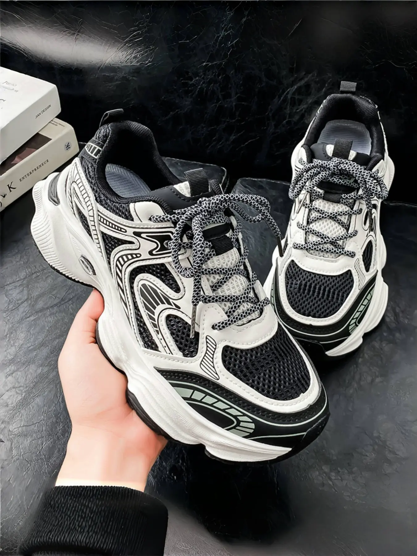 Men's Breathable Mesh Sport Shoes, Trendy Versatile Thick Sole Casual Shoes, Fashion Dad Sneakers, Comfortable Classic Sporty Running Shoes, Running Walking Shoes, Running Sports Footwear