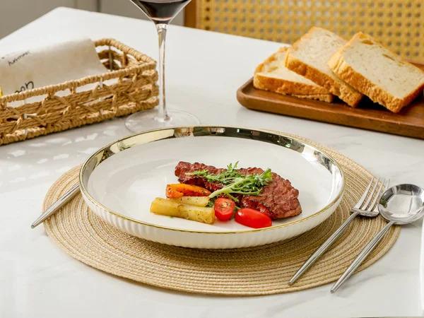 LETAOTAO Wedding Dining Tray Set White Porcelain Plate Dish with Gold Edge Eco-Friendly Ceramic Tray for Table Gold Trim